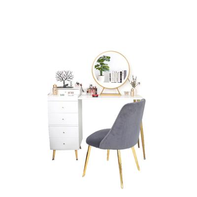 China (Other)Adjustable Drawer Dresser With Mirror Legs Storage Cabinet Solid Wood Practical Movable Dressing Table for sale