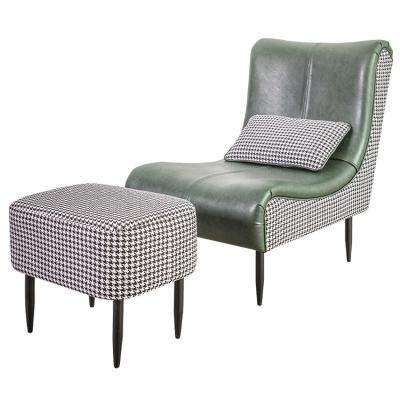 China Simple Modern Houndstooth Linen Fabric Sofa With Footstool for sale