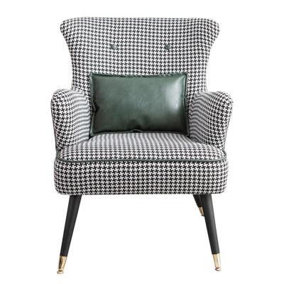 China Hot Selling Soft Patchwork Chair Single Seater Fabric Wooden Upholstered Sofa Chair for sale