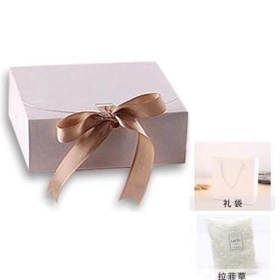 China Recycled Stock Materials 11.5*11.5*5cm Nuts Cores Custom Make Logo Ribbon Craft Paper Boxes Shopping Bags Environmental Friendly Recyclable Food for sale