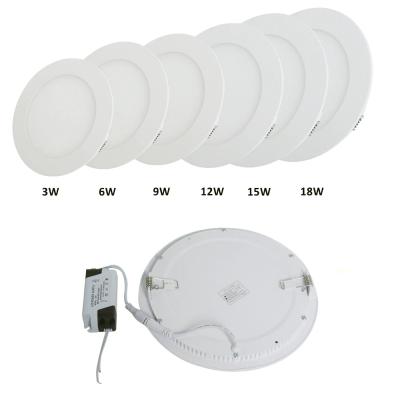 China 12V 24V 36V 48V 3W 6W 9W 12W 15W 18W Ultra Thin Recessed Led Panel Lamp Round Flat Led Ceiling Panel Light for sale