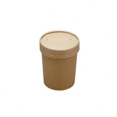 China Soup Disposable Paper Cup With Lids PLA Soup Bowls With Paper Cup Biodegradable Plastic Lids Disposable Food Takeaway Container for sale