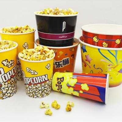 China Disposable Company 100% Compostable Custom Printed Cinema Popcorn Paper Bucket Chicken Tub for sale