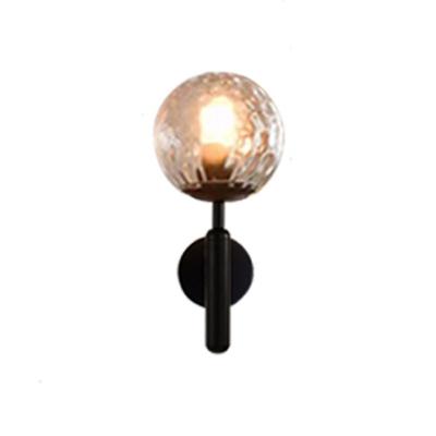 China Simplicity Modern Style Decorative Copper Or Black Color Glass Ball Indoor Wall Lamp for sale