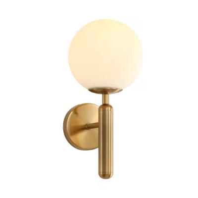 China Simplicity Modern Nordic Modern Style Glass Ball Wall Lamp Decorative Light With Copper Color for sale