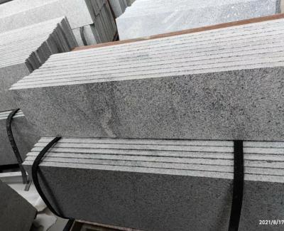 China Modern Chinese Gray Granite Ash Gray Granite Exterior Top And Front Face Stairs Flamed for sale