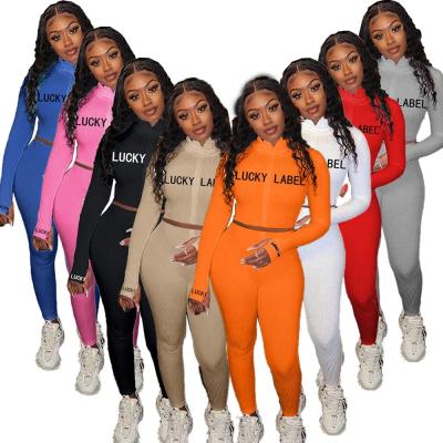 China Sportwear Autumn 2021 Women Fitness Clothing Breathable Jogger Suit Long Sleeve Zipper Teams Women Pants Two Piece Set for sale