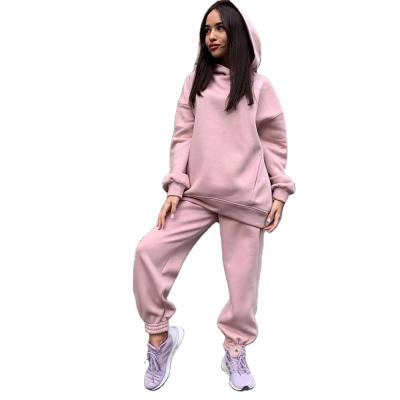 China 2021 autumn and winter women streetwear breathable pulsing suits long sleeve hoodies and pants two-piece set for sale