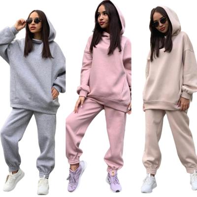 China 2021 autumn women streetwear breathable sweatshirt suits long sleeve hoodies and sweater pants two-piece set for sale