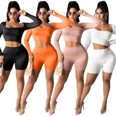 China Summer QUICK DRY Women Sweat Suit Sets Sporty Matching Solid Color Short Pants Casual Two Piece Set for sale