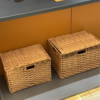 China Sustainable High Quality Reusable Baskets And Good Price Kitchen Strip Handmade Plastic Storage Basket Large Capacity for sale