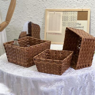 China Viable Design China Wholesale Homedecor Strip Storage Basket Handmade Plastic Goods Using Large Capacity Messy Thing Storage Box for sale