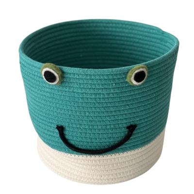 China Wholesale High Quality Viable Woven Storage Basket Kid Toys Cute Cotton Rope Basket Handmade Reusable Baskets for sale