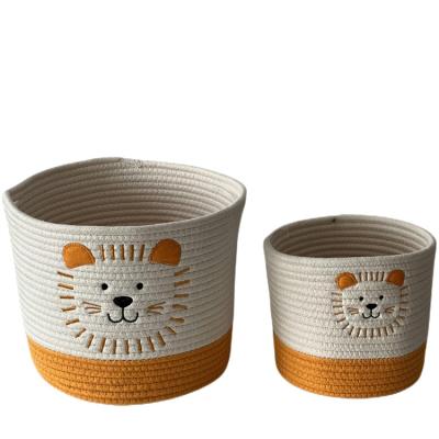 China Handmade woven bucket changing storage basket large capacity storage basket cotton multi-functional high quality viable rope baby for sale