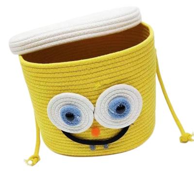 China Direct Selling Cheap And Stylish Multifunctional Home Viable And Nice Small Rope Cotton Storage Basket With Lids for sale