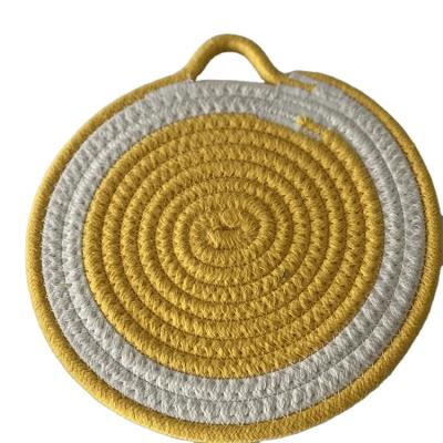 China Good Price Sustainable Home Decor Cotton Rope Place Mat 20cm Woven Circular Cup Mat Mat Antiskid Insulated Coaster for sale