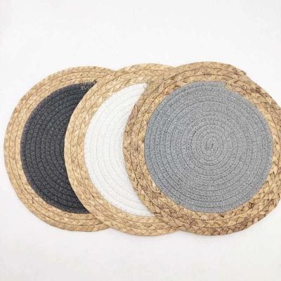 China Nordic Style Straw Cotton Rope Woven Kitchen Place Mat Insulation Dish Non-Slip Table Mat Home Decor Coaster Viable for sale