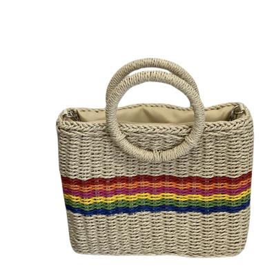 China Fashion Manufacturers Direct Sale Large Capacity Straw Beach Tote Bags Portable Handmade Outdoor Picnic Handbags for sale