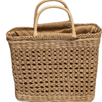 China Summer Bran Corn Good Price Straw Bag With Lining Fashion Large Capacity Handmade Bags Multifunctional Beach Handbag for sale