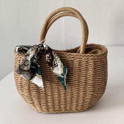 China Fashion China Manufacture Quality Paper Yarn Summer Beach Straw Bag Portable Reusable Picnic Handmade Outdoor Bags for sale