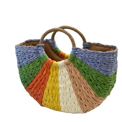 China Fashion High Quality Finest Price Women's Natural Straw Summer Beach Tote Bags for sale