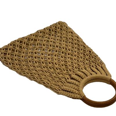 China Fashion China Manufacturer Factory Price Small Wooden Knitted Straw Bag for sale