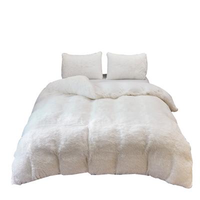 China Microfiber Shaggy White Duvet Cover Comforter Anti-Static Luxury Bedding Set Fluffy Comforter Cover for sale