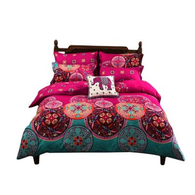 China 100% Ethnic Ethnic Anti-Static Style Polyester Bed Linen Set Luxury Canvas Quilt Cover Set for sale