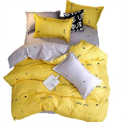 China Anti-Static Bedding Yellow Eyelash Curved Duvet Cover And Pillow Shams Bedding Set For Kids for sale