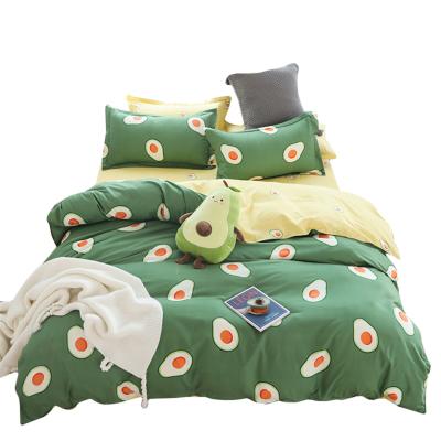 China Dorm Anti-static Green Soft Avocado Duvet Cover And Pillowcases Bedding Set Comforter Bed Set For Student for sale