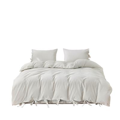 China BeddingWish 100% Washed Cotton Anti-Static Duvet Cover Set White Solid Color for sale