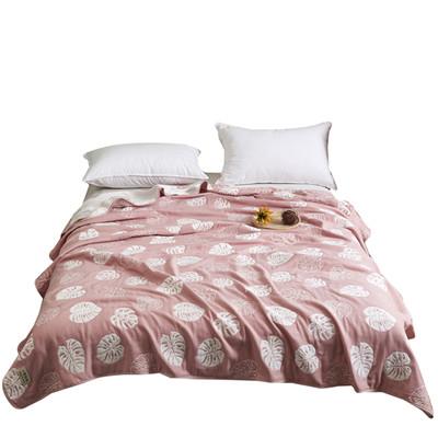 China Luxury Cute Pink Cotton Maple Leaf Pattern Bed Sleep Comforter Towel Comforter Plain Cozy for sale