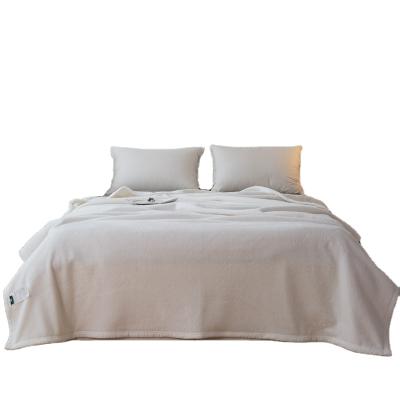 China Antistatic Best Sell 100% Polyester Printed Solid And Soft Velvet Fleece White Blanket for sale