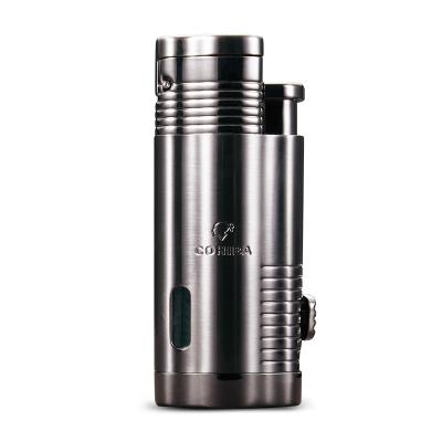 China Eco-friendly Gas Lighter 3 Jet Flame Cohiba Portable Windproof Cigar Cigarette Torch Lighter for sale