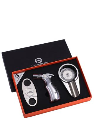 China Eco - Friendly Luxury Cigar Torch Lighter With Cigar Cutter Gift Set for sale