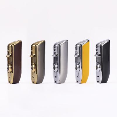 China Genesis Tripple Torch Cigar Lighter Eco-Friendly Built In Cigar Punch Flame Lighter for sale