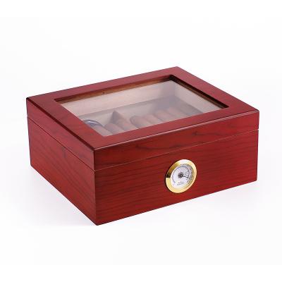 China Portable red mahogany cedar humidor tray, cigar cabinet humidors, cohiba cigar clear glass top humidor for sale