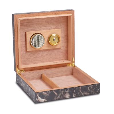 China Wholesale Portable Cigar High End Cabinet Case Travel Design Cigars Humidors Cabinet Wood Marbling Box for sale