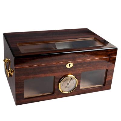 China High End High Quality Grain Cedar Wood Cigar Humidor Box Stylish Premium Humidor Box With Hygrometer Humidifier for sale