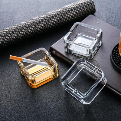 China High Quality Crystal Glass Round Clear Ashtray Gift Luxury Goods For Smoking Cigar Tobacco for sale