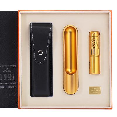 China Triple Rechargeable Jet Torch with Cigar Cutter Set Cigar Accessories Gift Cigar Lighter and Cutter for sale