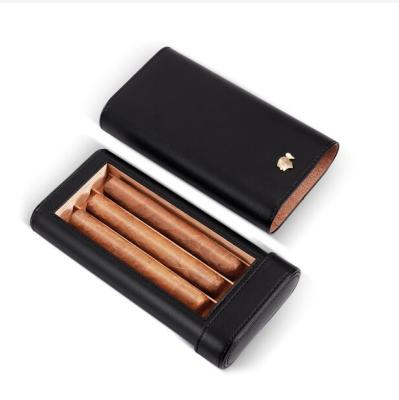 China Travel 3 Cigar Humidor Box Eco-friendly Stylish Portable Cigar Case With Built-in Humidifier for sale