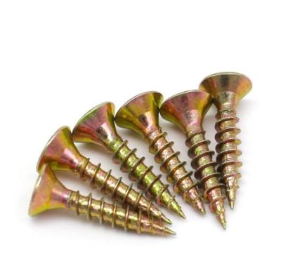 China Factory Supply Countersunk Point Screw Chipboard Yellow Galvanized Pointed Screw for sale