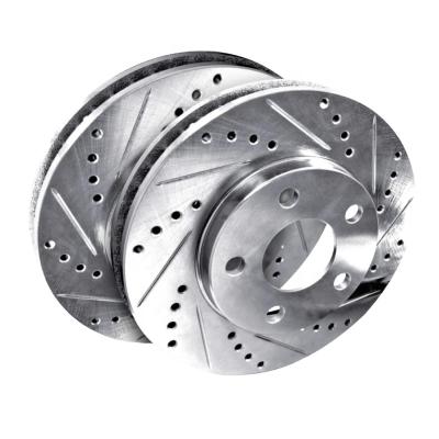 China HT250 /G3000 Rear Silver Zinc Cross Drilled Slotted Brake Rotors for Audi A5 Quattro A4 Quattro Q5 A6 Carbon Ceramic Brake Discs for sale