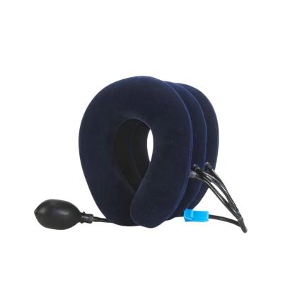 China Full Velvet Adjustable 3 Layers Air Neck Traction Device for Cervical Spine Protection for sale