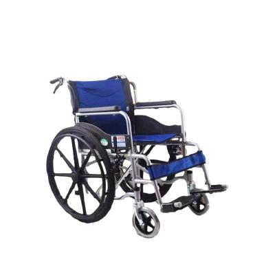 China Breathable Fabric Cushion Steel Pipe Basic Steel Economy Wheelchair with Folding Design for sale