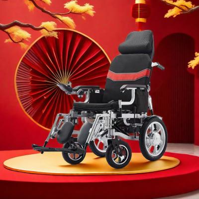 China 120kg Loading Weight Wheelchair with Bedpan and 12A Lead-Acid Battery Folding for sale