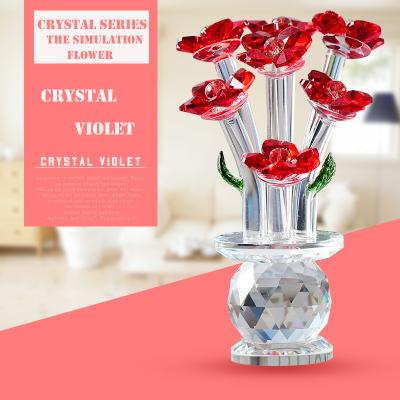 China Europe Home Interior Dream Ornament Crystal Crafts Flowers Crystal Violet for sale