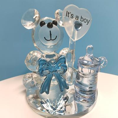 China Europe Baby Shower Favors Gift Crystal Bear Gifts Guests With Animal Gift Figurines for sale