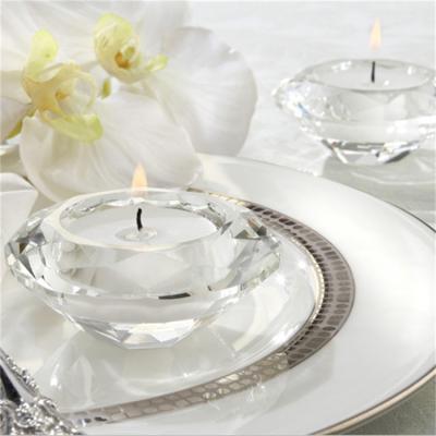 China Transparent crystal candlestick European wedding centerpiece decoration K9 crystal glass tea lamp diamond candlestick for sale